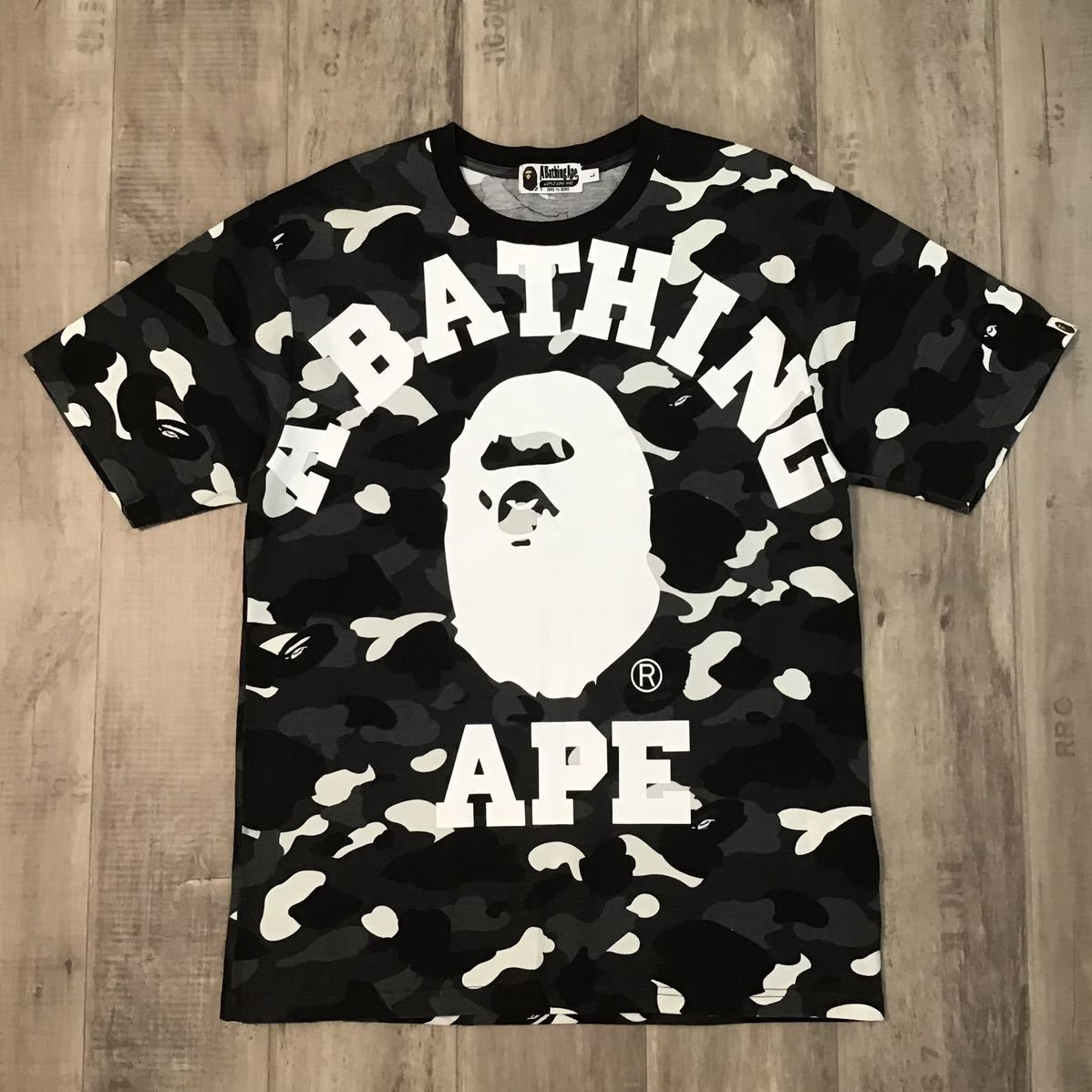 ☆蓄光☆ city camo big college logo Tシャツ Lサイズ a bathing ape 