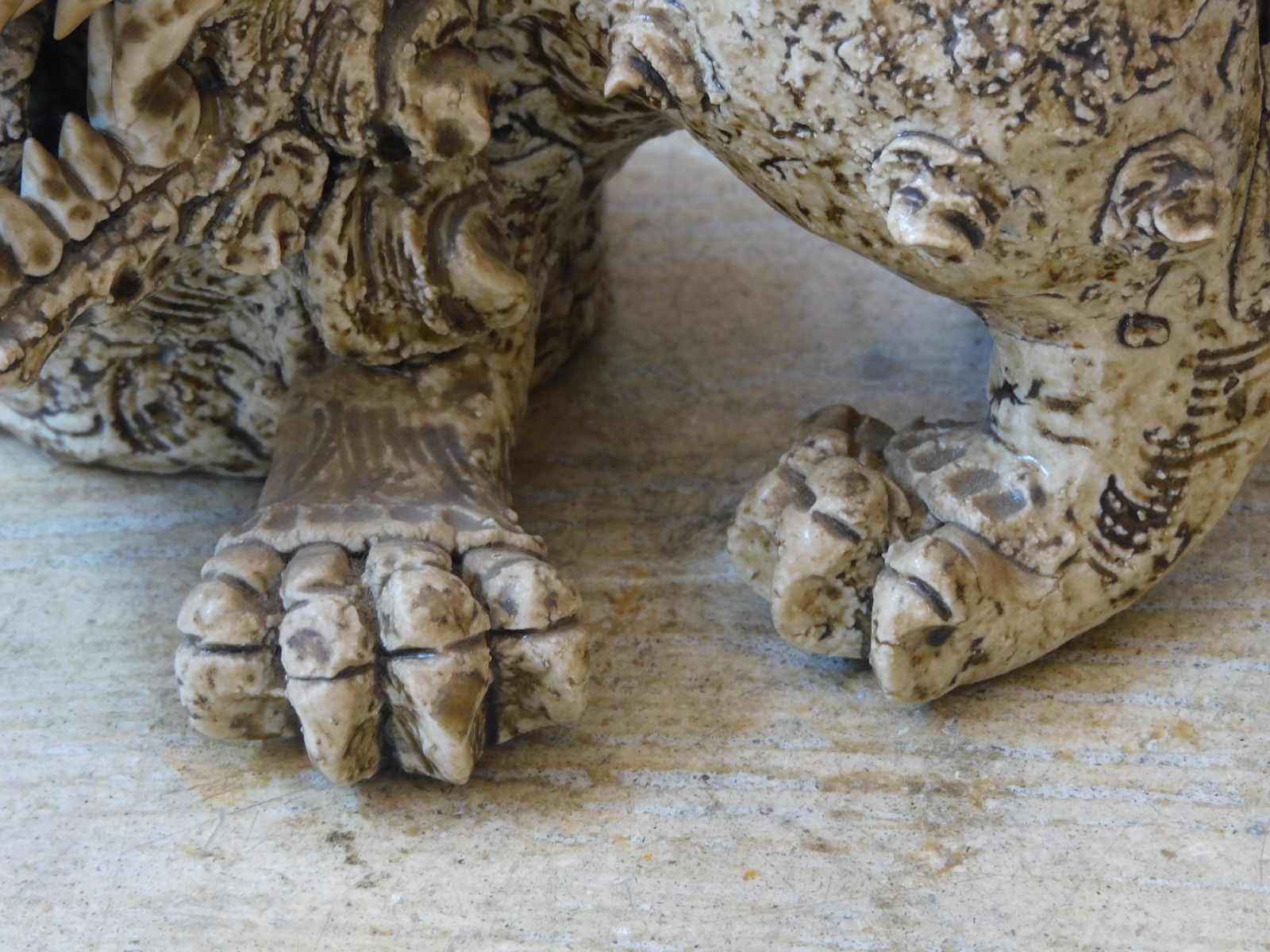 志野 村瀬甲二 獅子 置物 共箱 HK-a-05229 / 唐獅子 志野焼