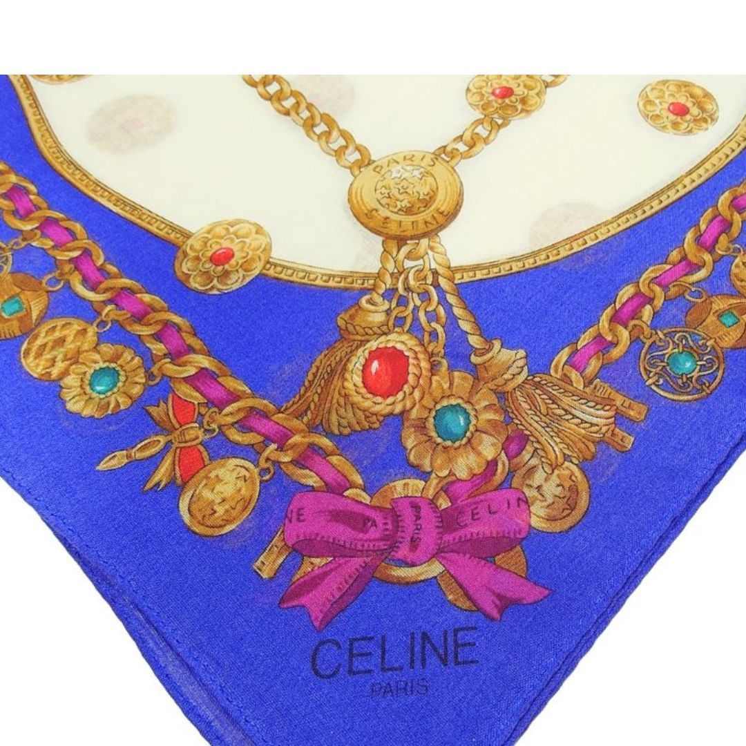 CELINE セリーヌ シフォン 大判ハンカチ バンダナ スカーフ 綿