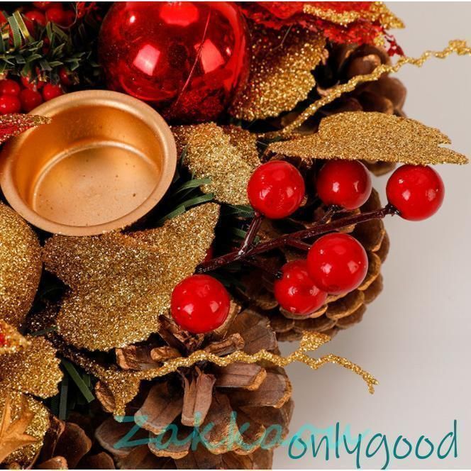 クリスマス花輪 フラワーリース デコレーション マツの実 インテリア 直径21cm 玄関 部屋 ドア 飾り 装飾品 クリスマスプレゼントCYB52今週注目