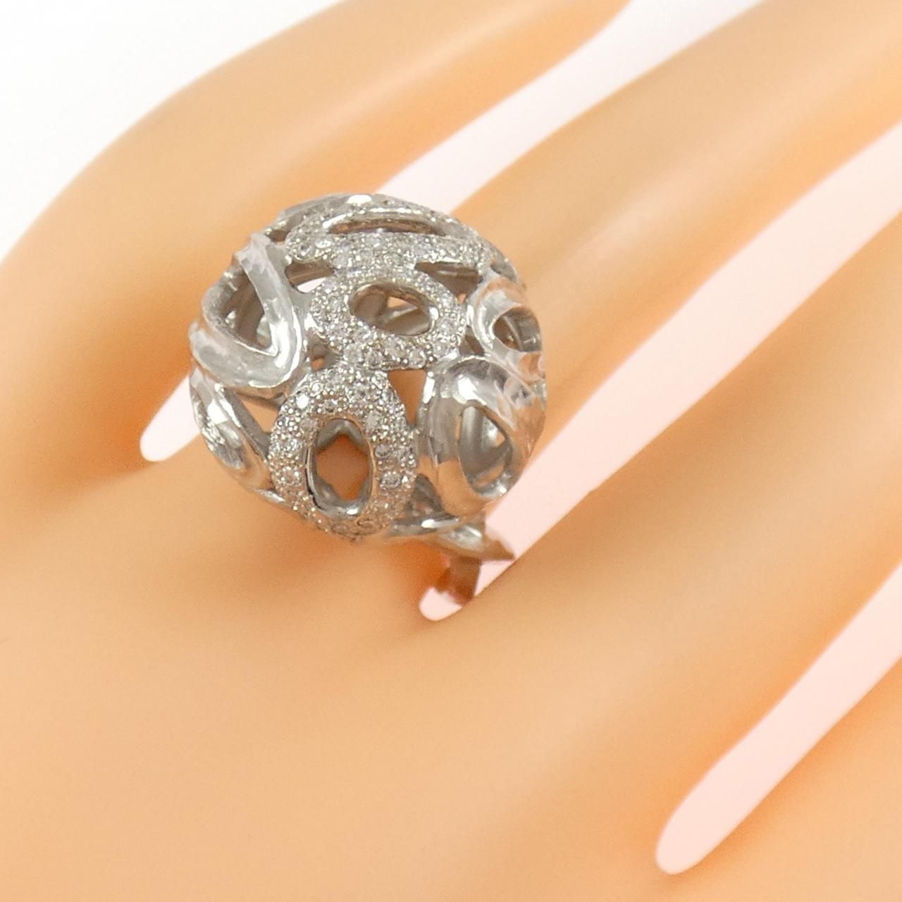 Pt950 グリーンアウイナイトダイヤモンドリング アフガニスタン産 JGGL