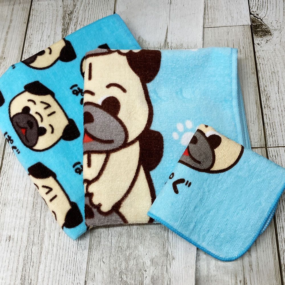 ぱぐ タオル 3枚セット フェイスタオル ハンカチ セット 犬柄