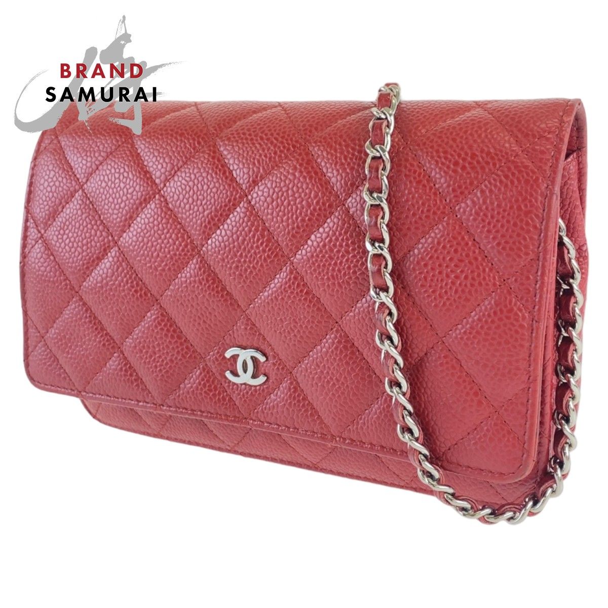 美品 CHANEL シャネル マトラッセ ココマーク レッド 赤 シルバー金具