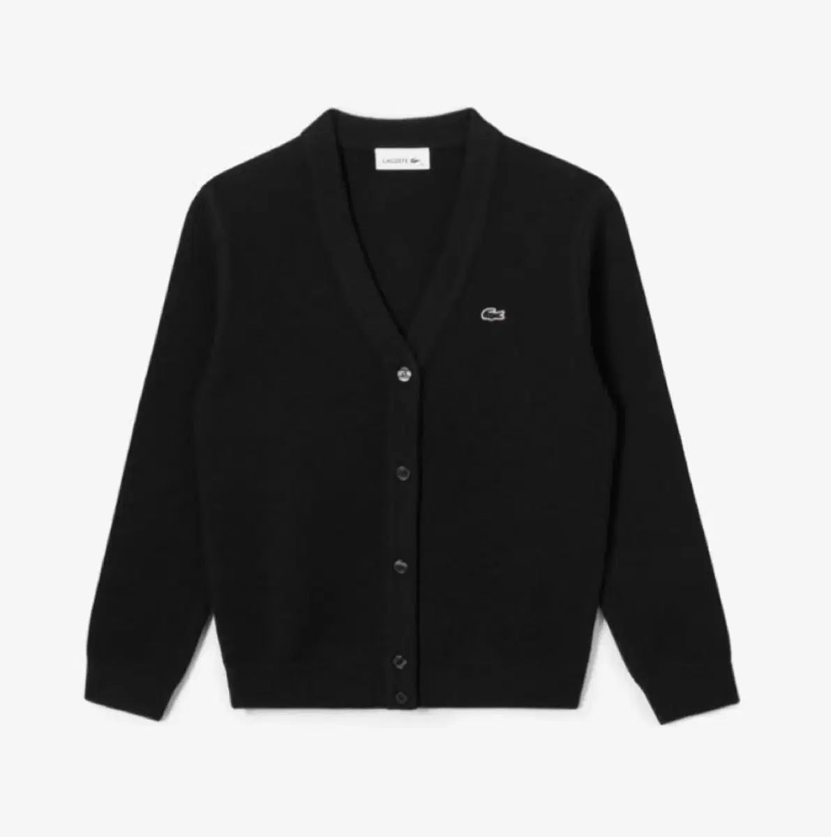 LACOSTE ラコステ v ネック ウールカーディガン 黒