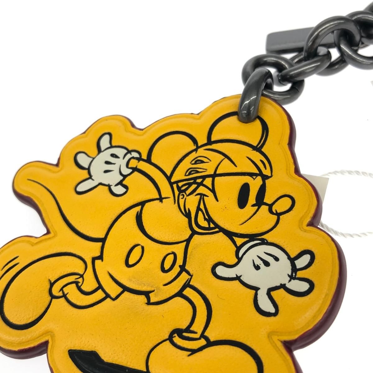 【未使用】COACH コーチ　キーリング　キーホルダー　黒　レザー　ミッキー COACH】コーチ ディズニー ミッキーマウス コラボ クラシック