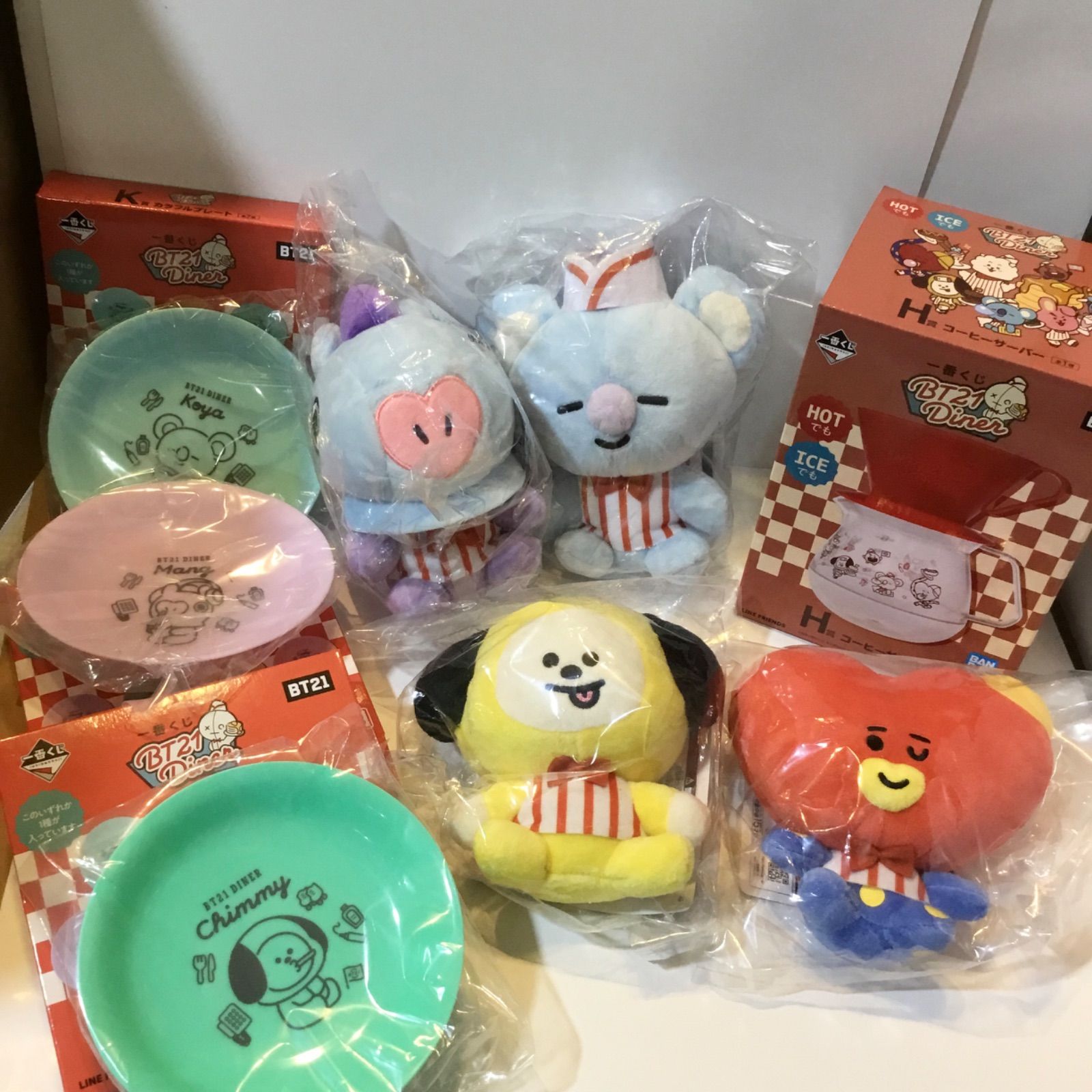 一番くじBT21 Diner 8点セット ぬいぐるみ コーヒーサーバー ☆495