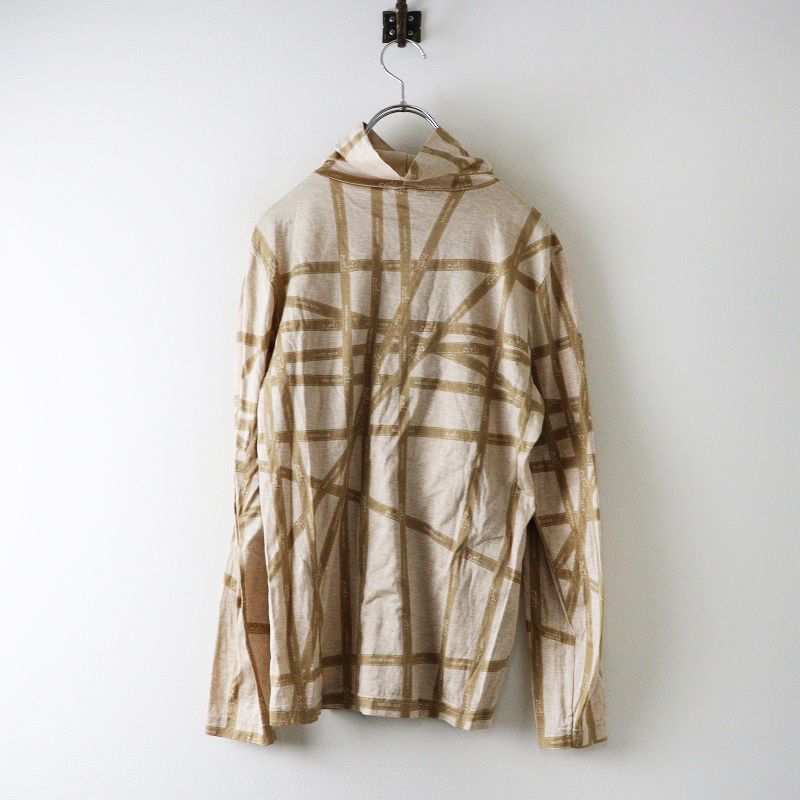 Archive エルメス HERMES マルジェラ期 ボルデュック リボン柄 タートルネック 長袖Tシャツ L ベージュ┃トップス