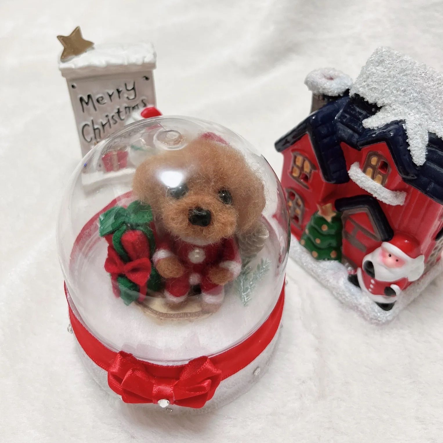 ⭐︎クリスマスドームトイプードル 羊毛フェルト⭐︎