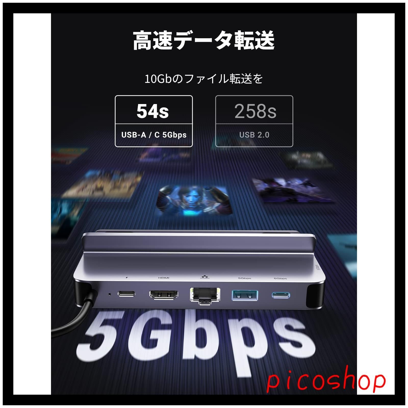 【お得セール】6-IN-1USB-Cハブ Steam Steam Deck/Switch/rog allyドッキングステーション、  ally用TVドック 2*3.0USB-Aポート、3.0USB－C、HDMI 4K@60Hz、RJ45イーサネット、100WPD