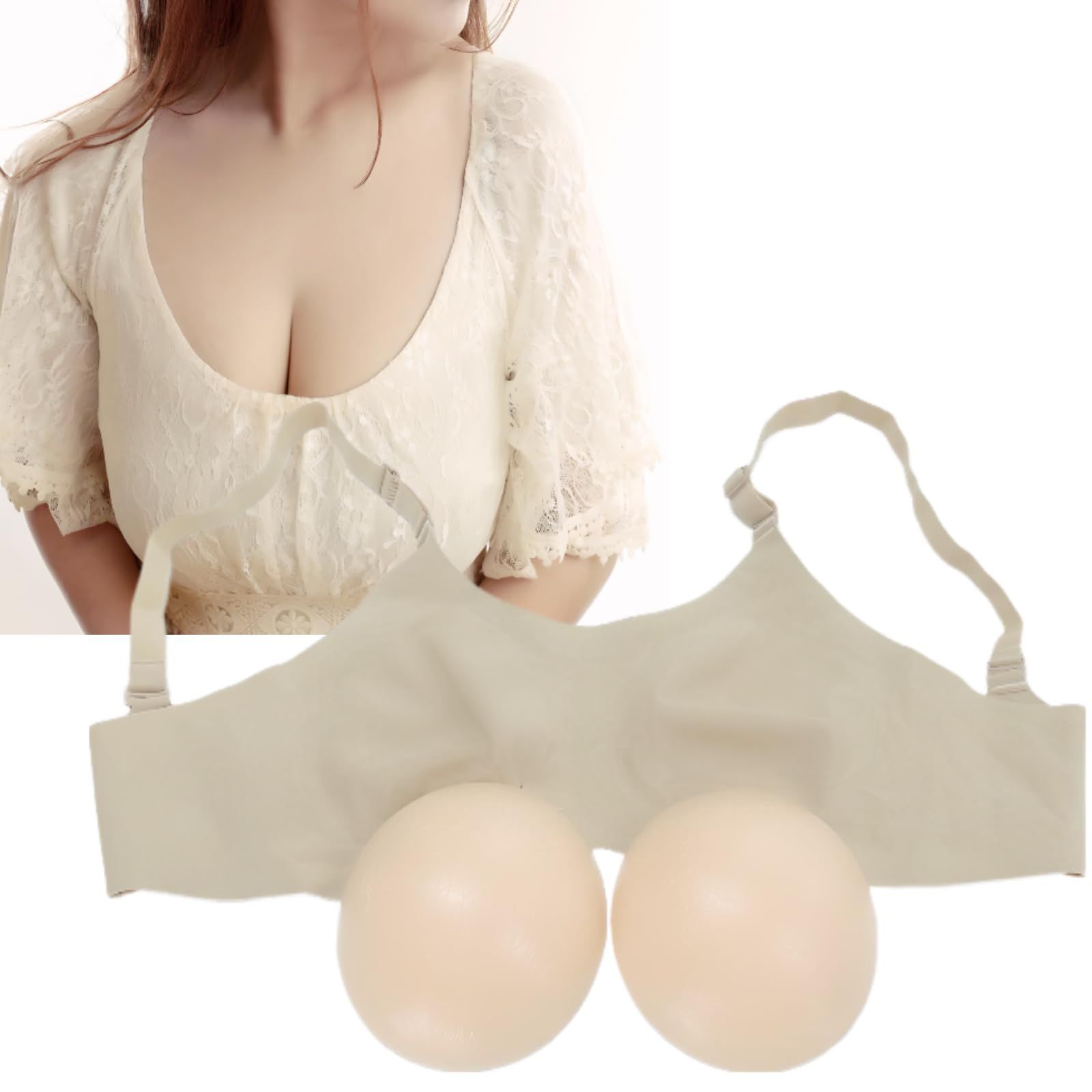 AT Product シリコンバスト 人工乳房 女装 胸 女装 ブラジャー ブラ付き D80 600g ベージュ D80 600g