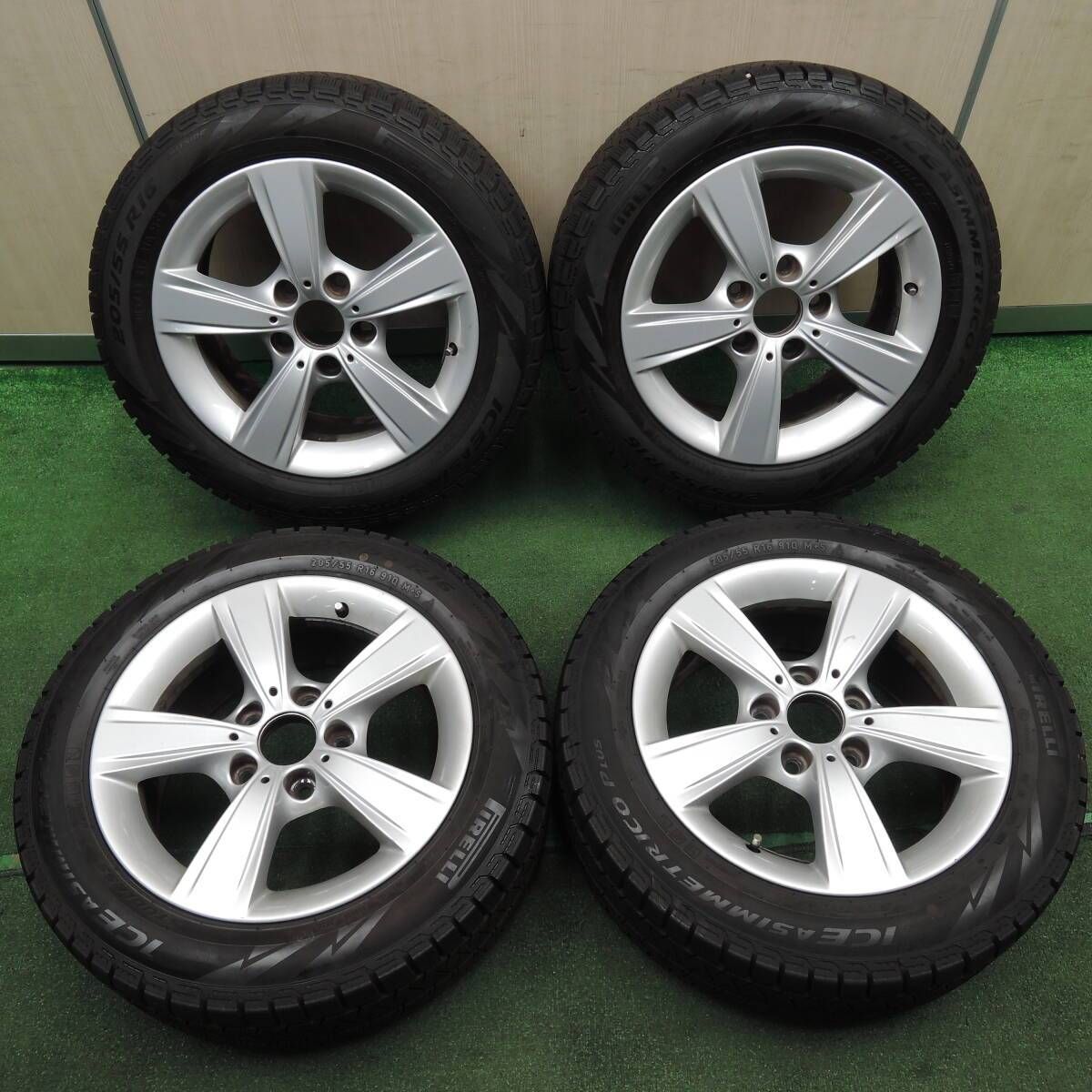 バリ溝 綺麗 9分☆BMW 1シリーズ F20 純正 205/55R16 スタッドレス 