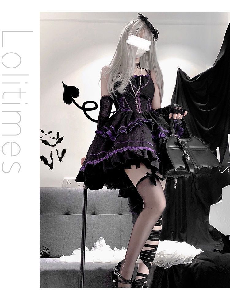 ナイトクローマジックロリータプリンス　ゴシック　ドレスセット　コスプレ 予約商品】月を踏むダークナイトファントム ゴスロリ OP ケープ
