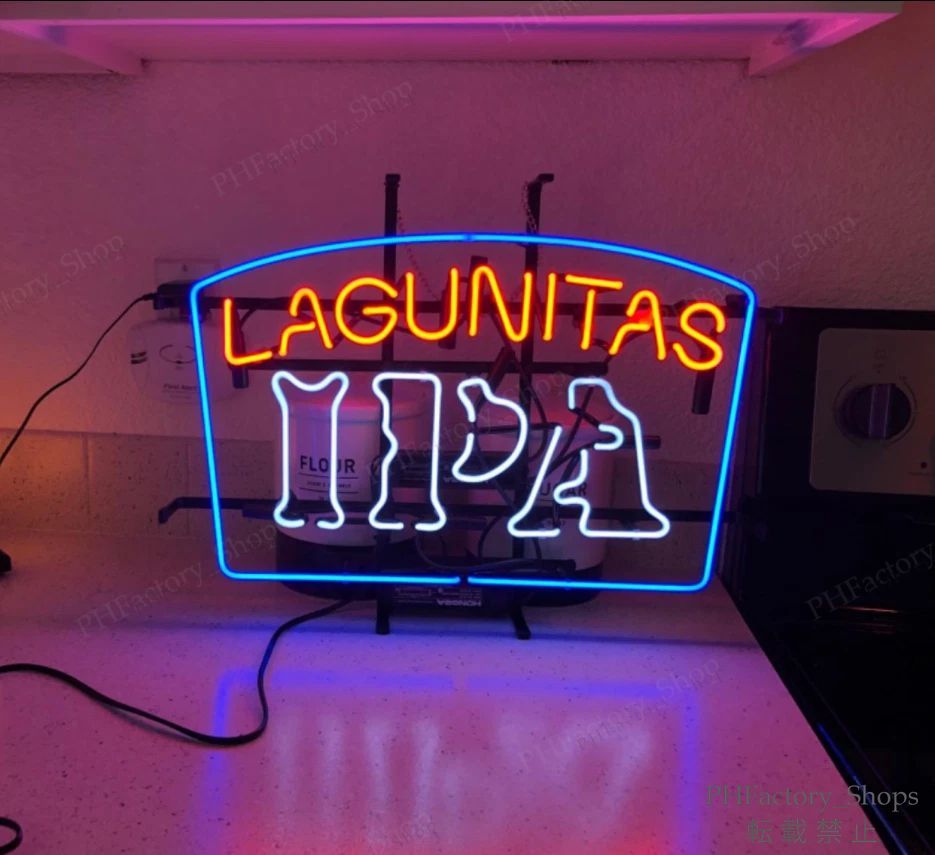 ネオン管 Lagunitas IPA Beer ネオンサイン ガラスネオンサイン ビール ペールエール ネオンライト 装飾ライト ビール バー パブ 室内装飾 店舗装飾 アメリカ雑貨 50x40cm A302