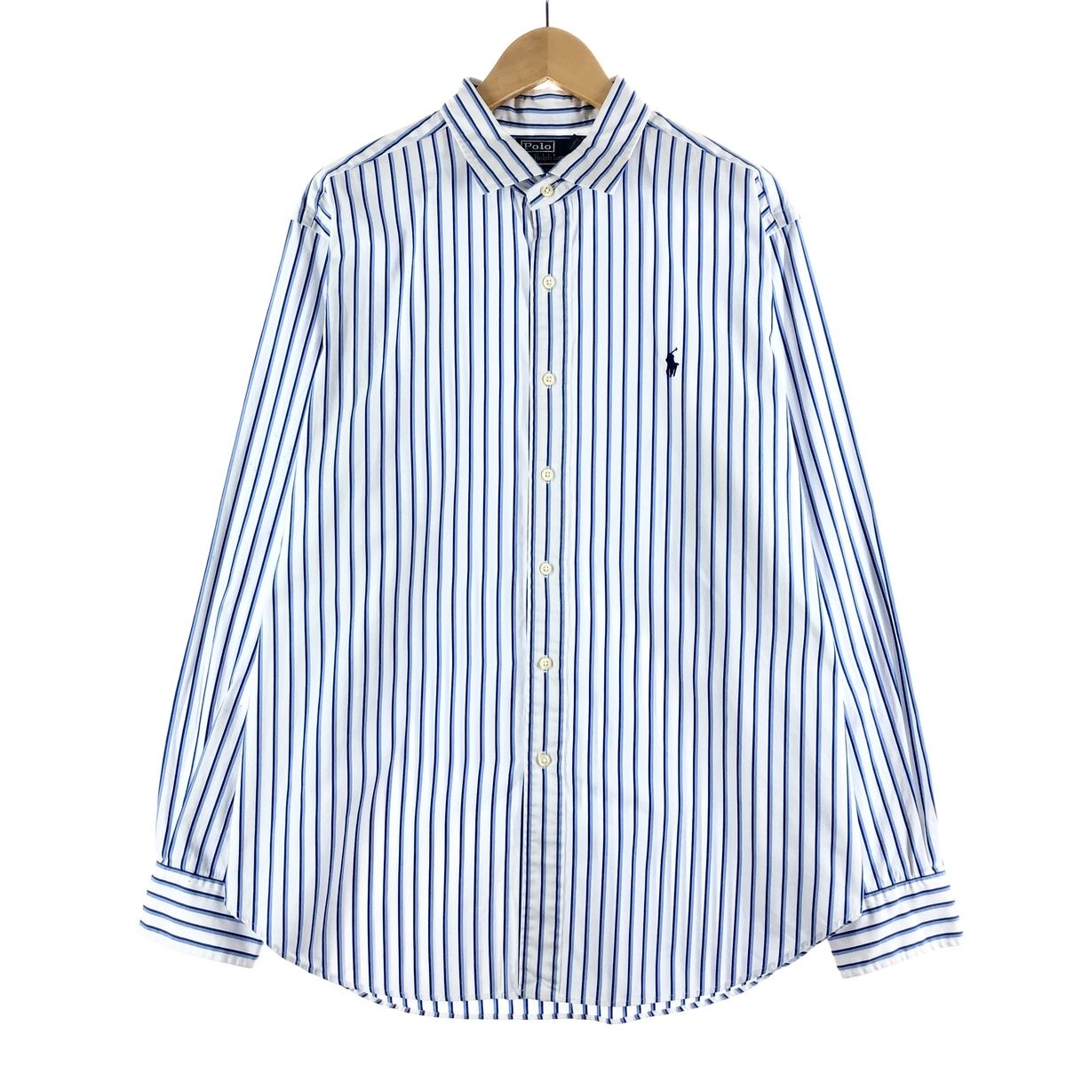 古着 ラルフローレン Ralph Lauren POLO by Ralph Lauren ESTATE CLASSIC FIT 長袖 コットンストライプシャツ メンズXL/eaa373859