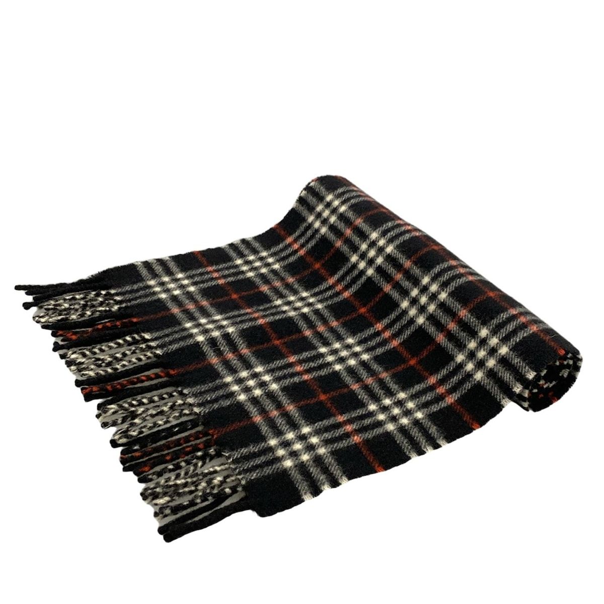 Burberry s バーバリーズ マフラー - 黒×白×レッド チェック柄 カシミヤ