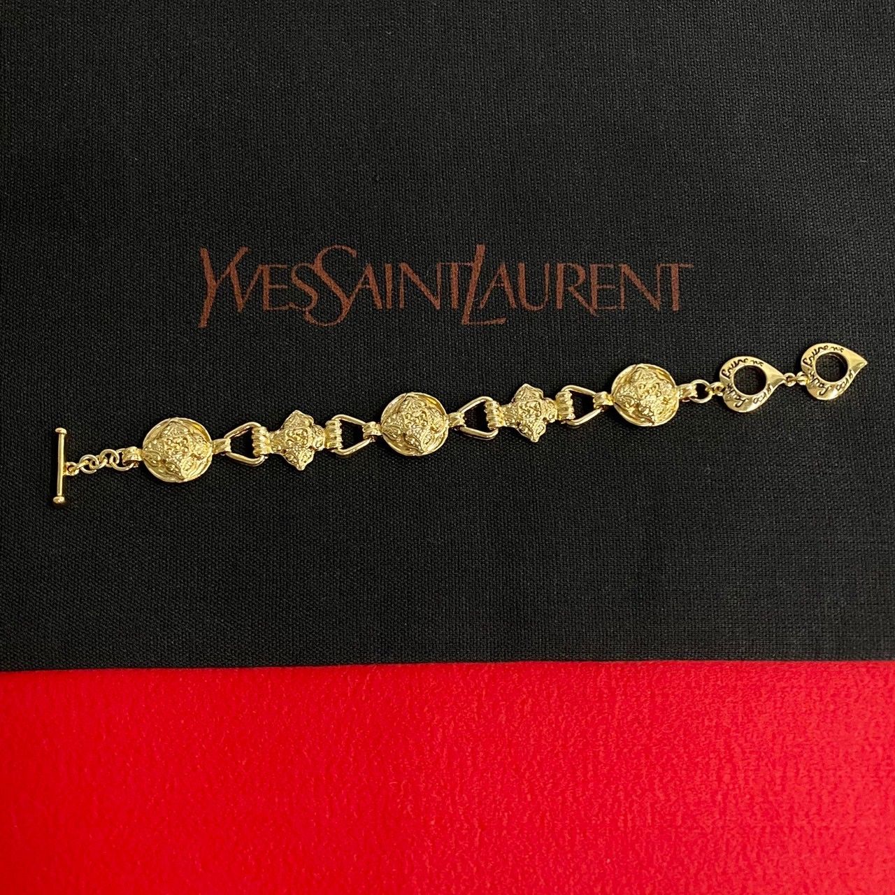 極 美品 希少品 YVES SAINT LAURENT イヴ サンローラン ロゴ モチーフ 