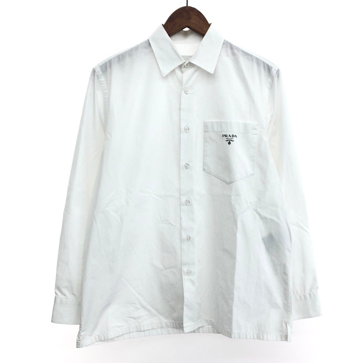 PRADA プラダ　トップス　長袖 PRADA プラダ 長袖シャツ/ロゴプリント/DNA928/21年 サイズ:M ホワイト