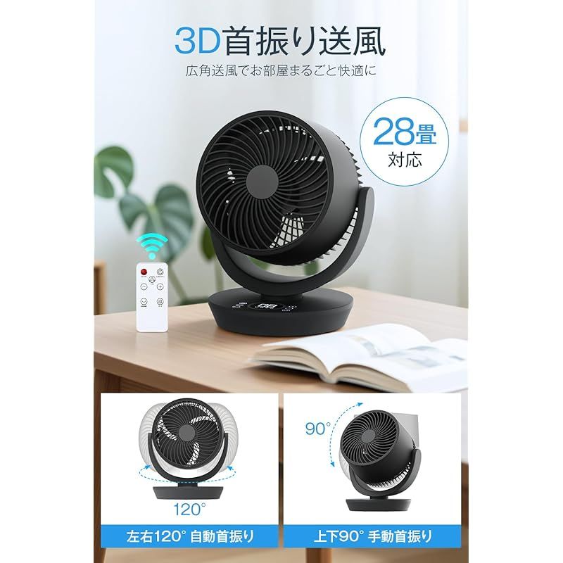 リビング扇風機 DCモーター 360度首振り 【2025強化版 節電対策
