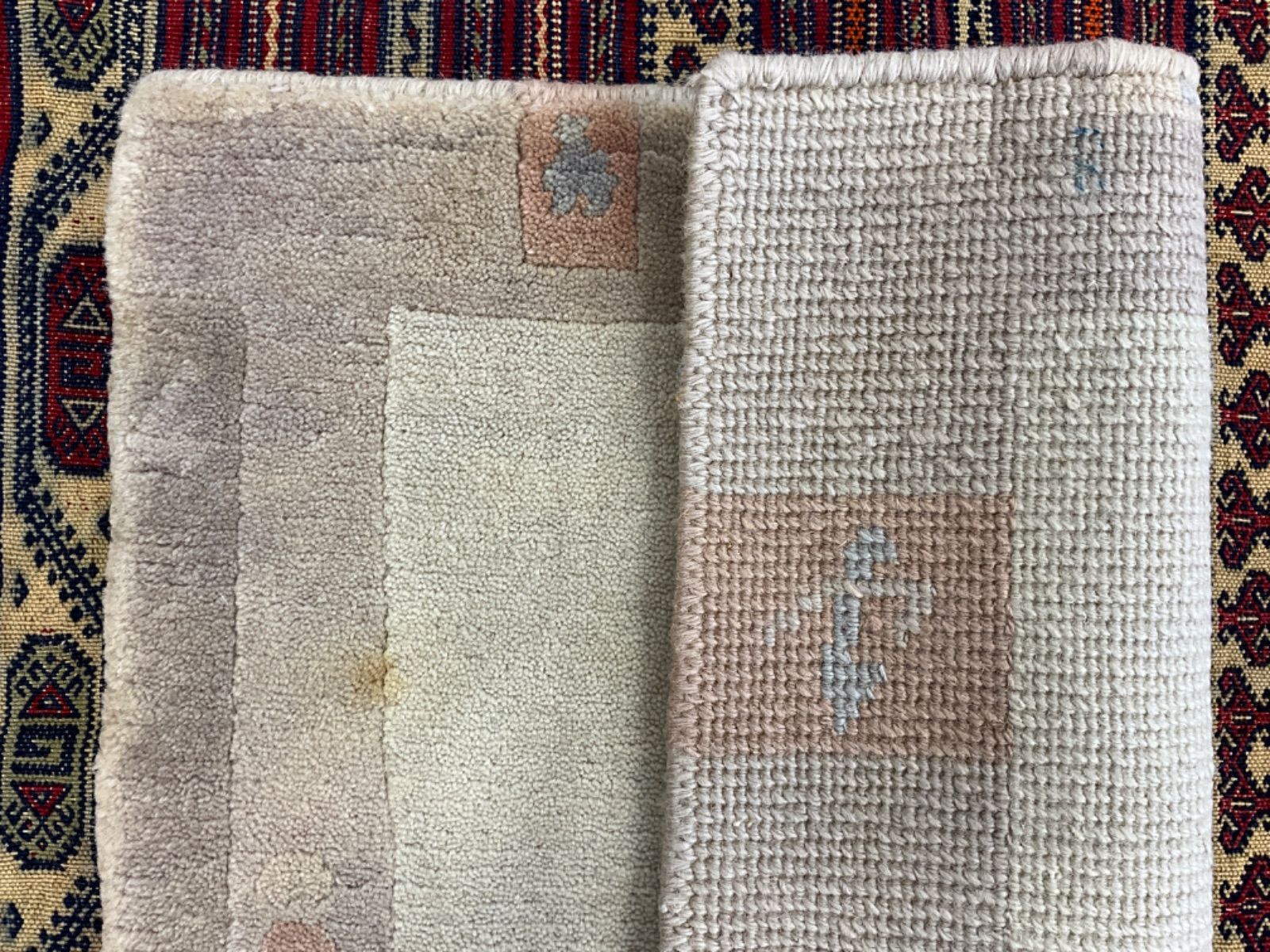 ✨週末限定SALE✨インド産 絨毯 ラグ ハンドメイド ヴィンテージ ヴィンテージラグ インド絨毯 90.5cm×61cm ハンドメイド 手織り絨毯