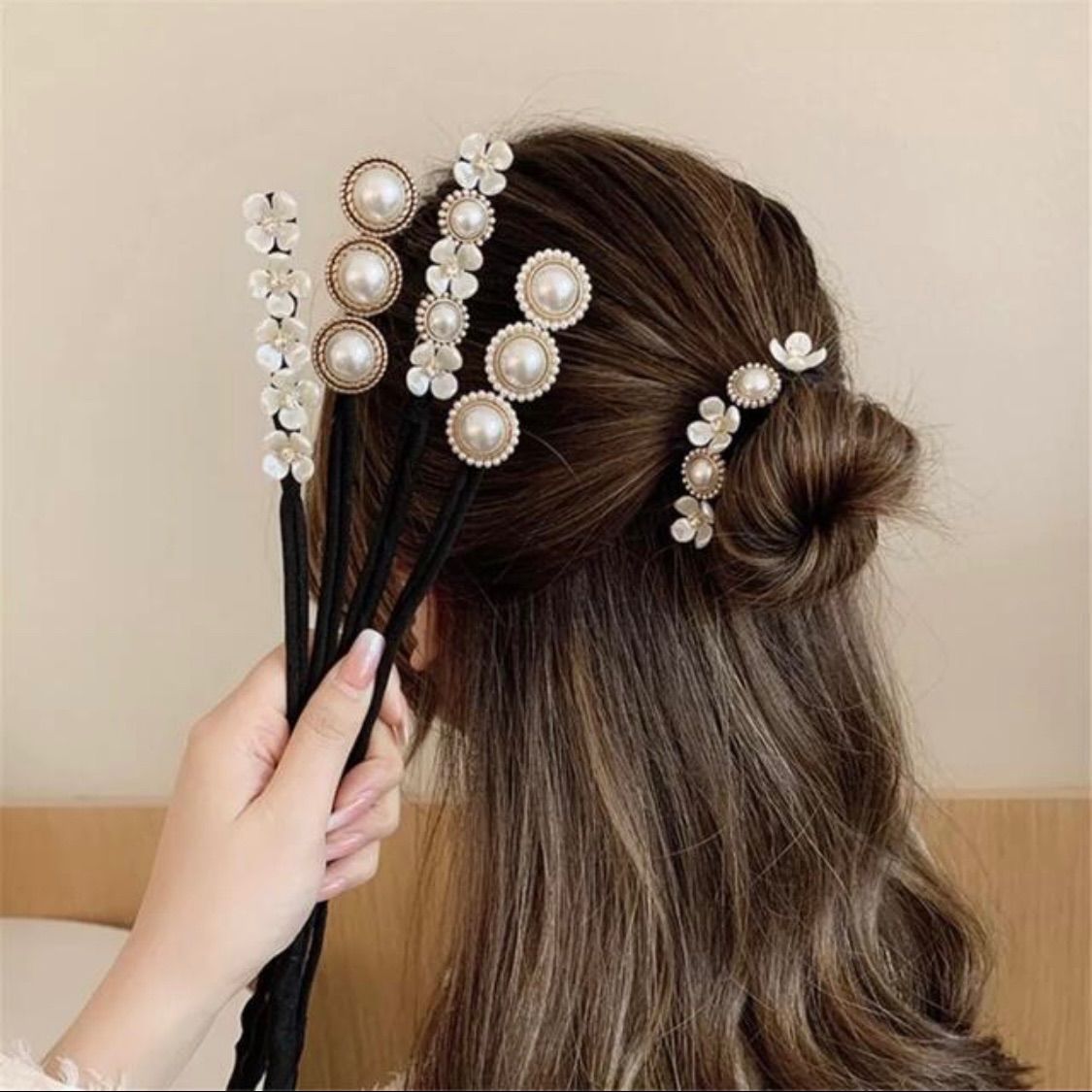 ヘアアクセサリー パール フラワー デフトバン 韓国 大人かわいい 2個セット 通販