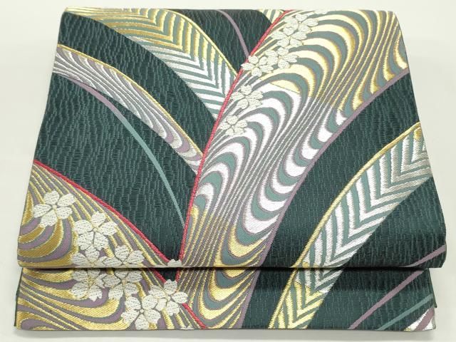M242 夏帯　花模様　流水　金糸　絽　正絹　袋帯　未使用極美品 M242 夏帯 花模様 流水 金糸 絽 正絹 袋帯 未使用極美品 楽天