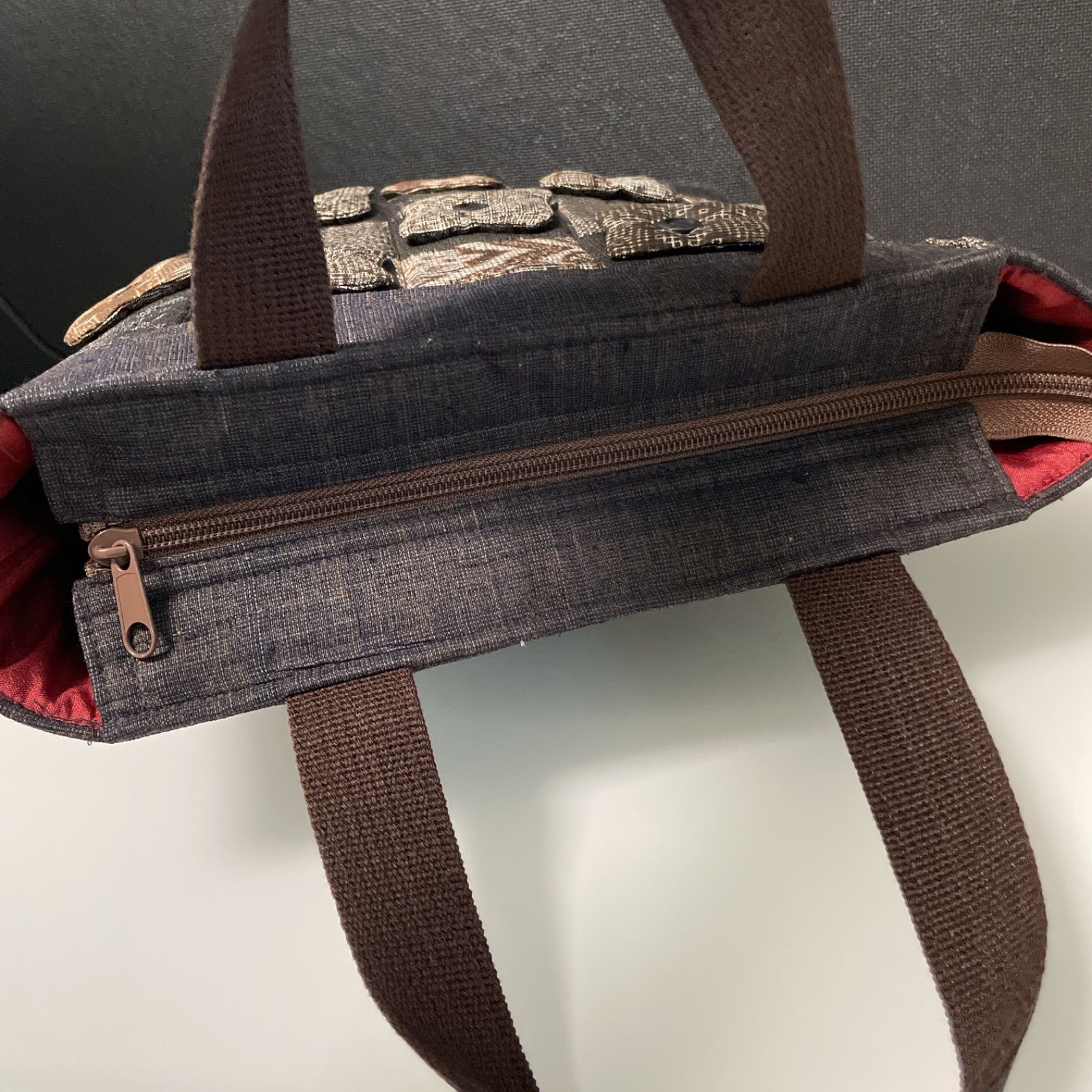ハンドメイド 着物リメイク パッチワークトートバッグ 27 大島紬