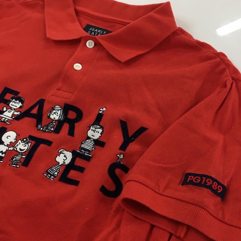パーリーゲイツ×スヌーピー 鹿の子ポロシャツ　レッド　サイズ0 PEARLY GATES（パーリーゲイツ） パーリーゲイツ×PEANUTS 半袖