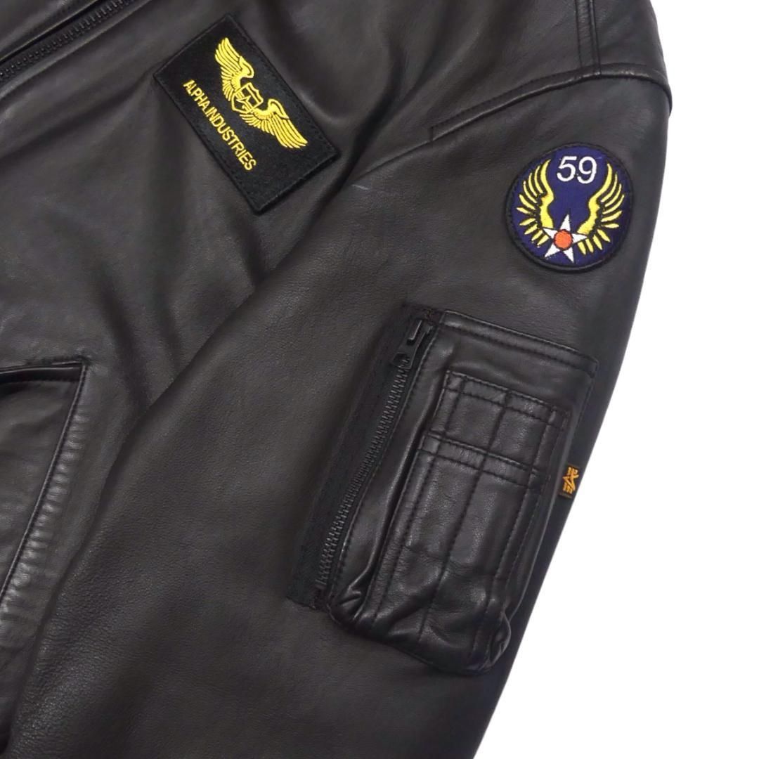アルファ　レザー　MA-1 羊革　フライドジャケット ALPHA（アルファ）の「ALPHA/アルファ MA-1 FAKE LEATHER