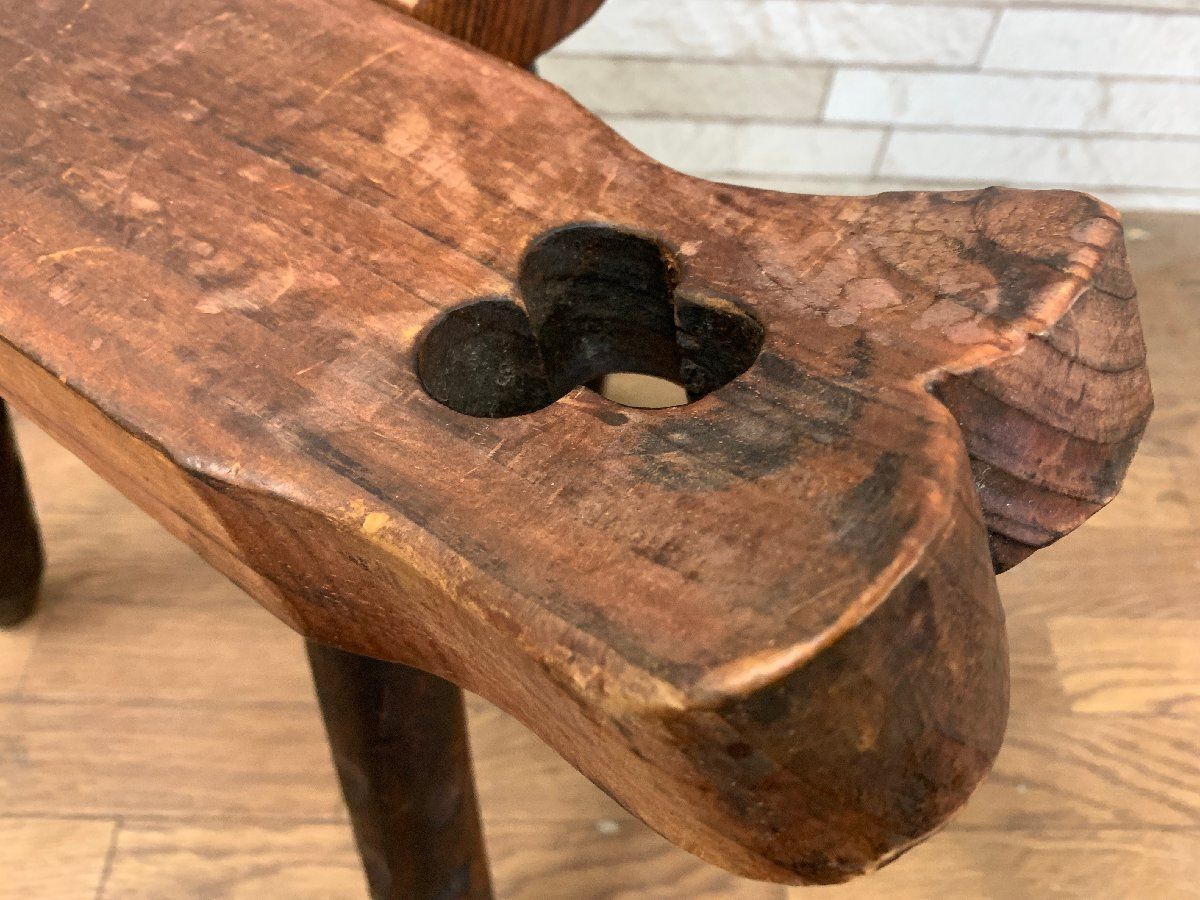 2脚セット】シェファードチェア 木製椅子 三本足 アンティーク *W65W66