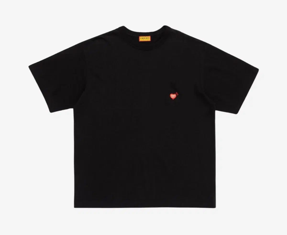 人間製 ハートバッジ 半袖 Tシャツ 黒 S