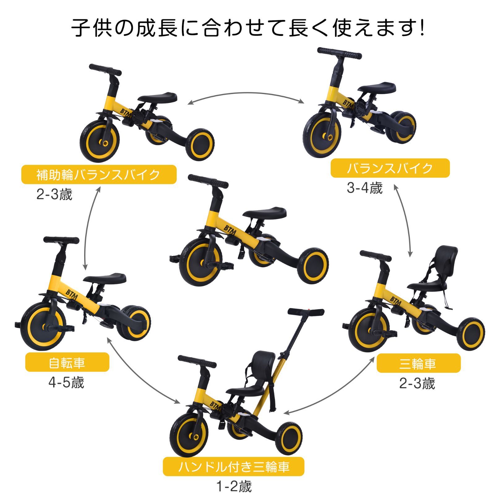 三輪車｜4WAY機能｜ベビーカー変換