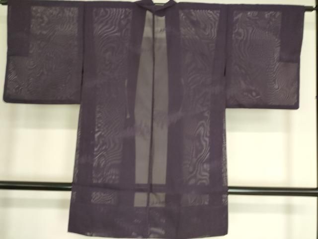 平和屋着物▽長羽織　スリーシーズン　春夏秋　塵除け　紗　樹林文　烏羽色　正絹　逸品　DAAS0961az 平和屋着物▽長羽織 スリーシーズン 春夏秋 塵除け 紗 樹林文 烏羽色