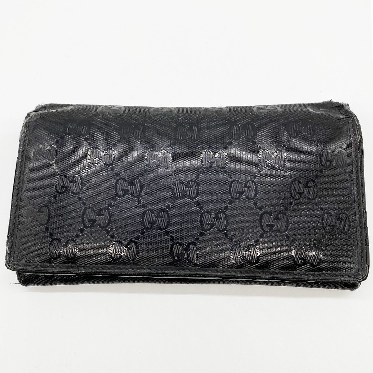 ジャンク品 GUCCI グッチ 245908 長財布 ブラック GGインプリメ 黒