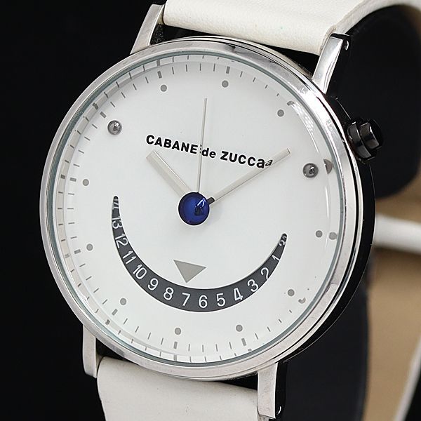 稼動 良品 CABANE de ZUCCA デイト VJ32-K260 QZ 白文字盤 レディース