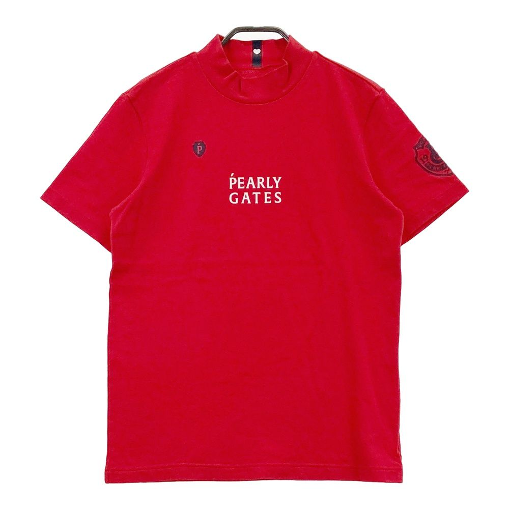 サイズ：3 PEARLY GATES パーリーゲイツ  ハイネック 半袖Tシャツ  レッド系 [240101496471] ゴルフウェア メンズ ストスト サイズ：3 PEARLY GATES パーリーゲイツ ハイネック 半袖Tシャツ