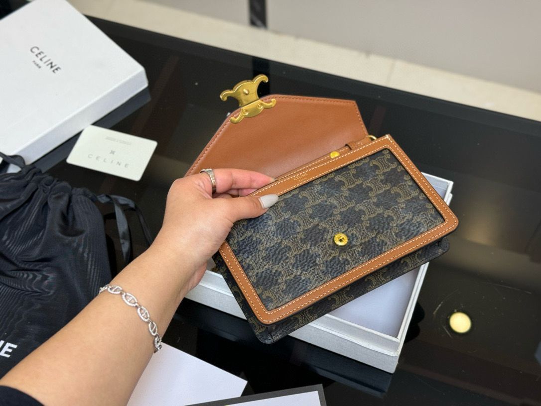 CELINE セリーヌ ドラムバッグ　チェーンバッグ ゴールドチェーン　ネイビー Celine] チェーンバッグ アンダーアームバッグ - 専用ボックス
