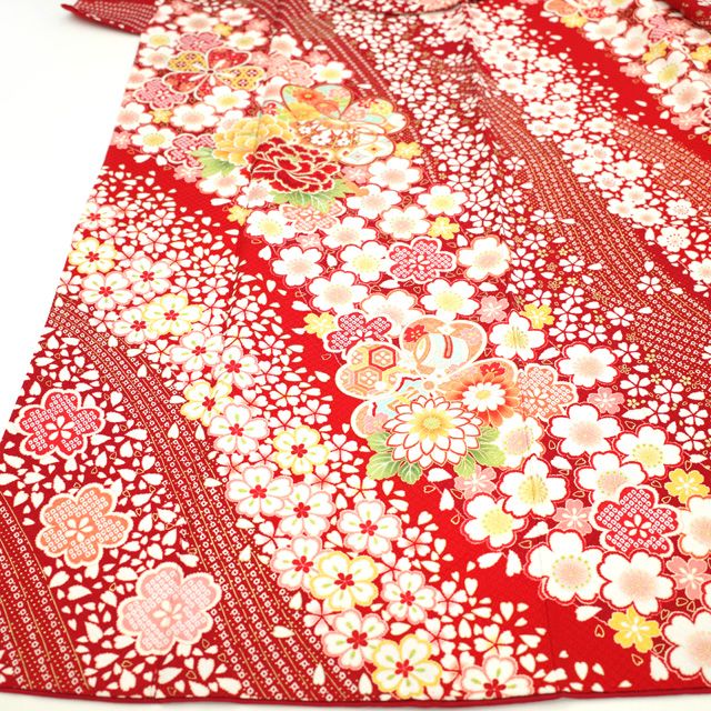中古】 振袖 リサイクル 着物 正絹 成人式 フォーマル 刺繍 金彩