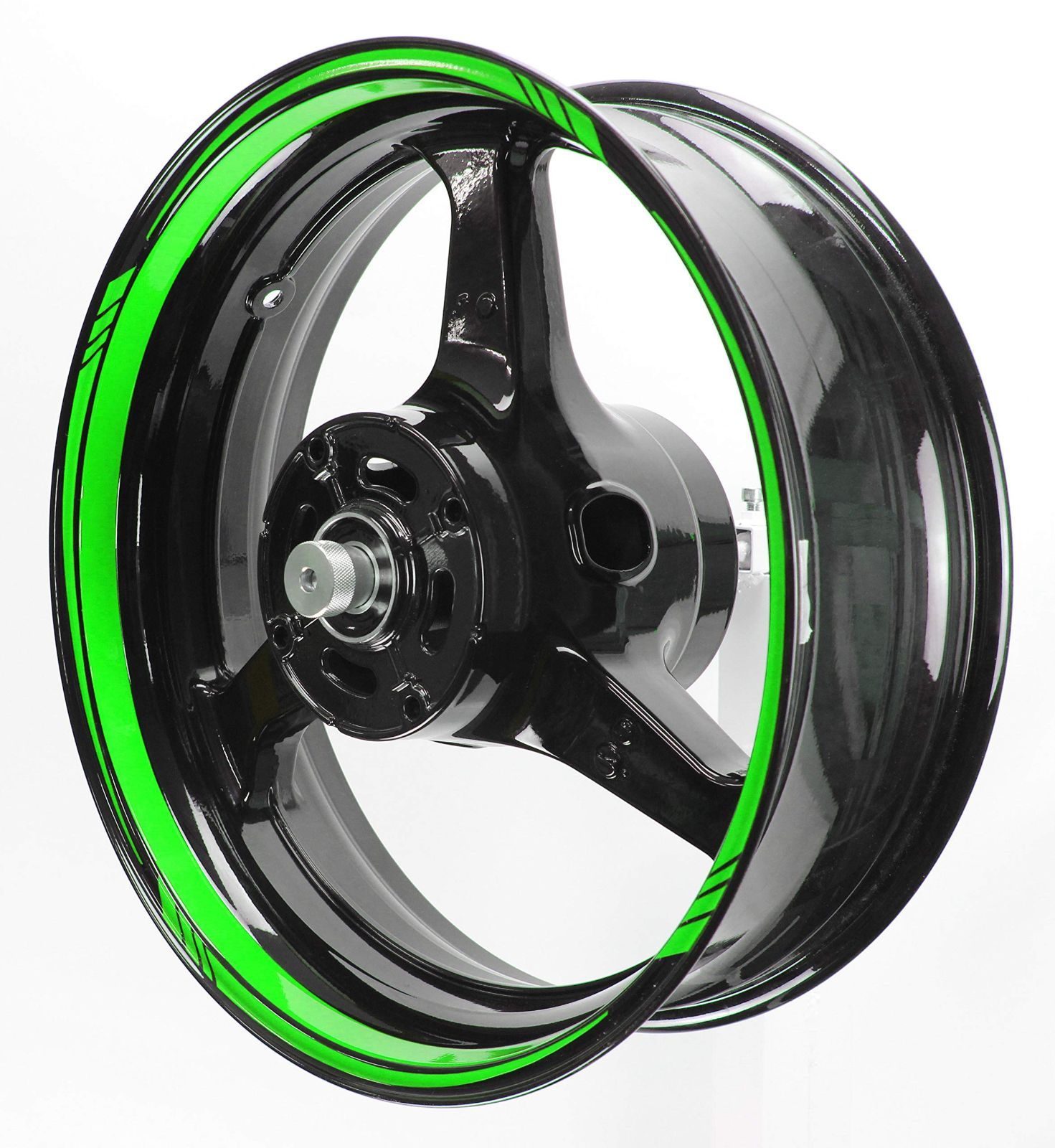 蛍光グリーン AxxL バイク用 17インチ カスタム 極太リムステッカー