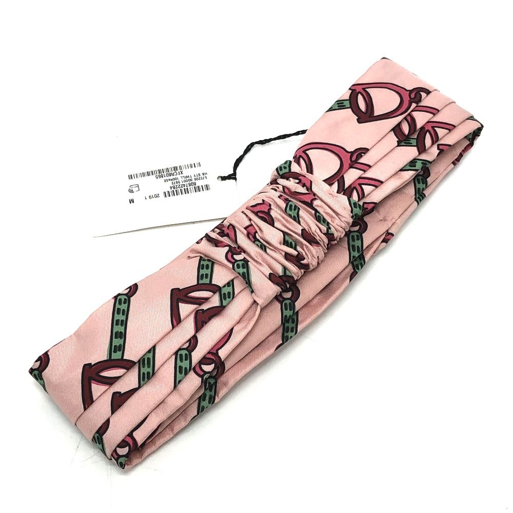 GUCCI グッチ　ホースビット　プリント シルク ヘッドバンド ピンク GUCCI グッチ ホースビット プリント シルク ヘッドバンド ピンク