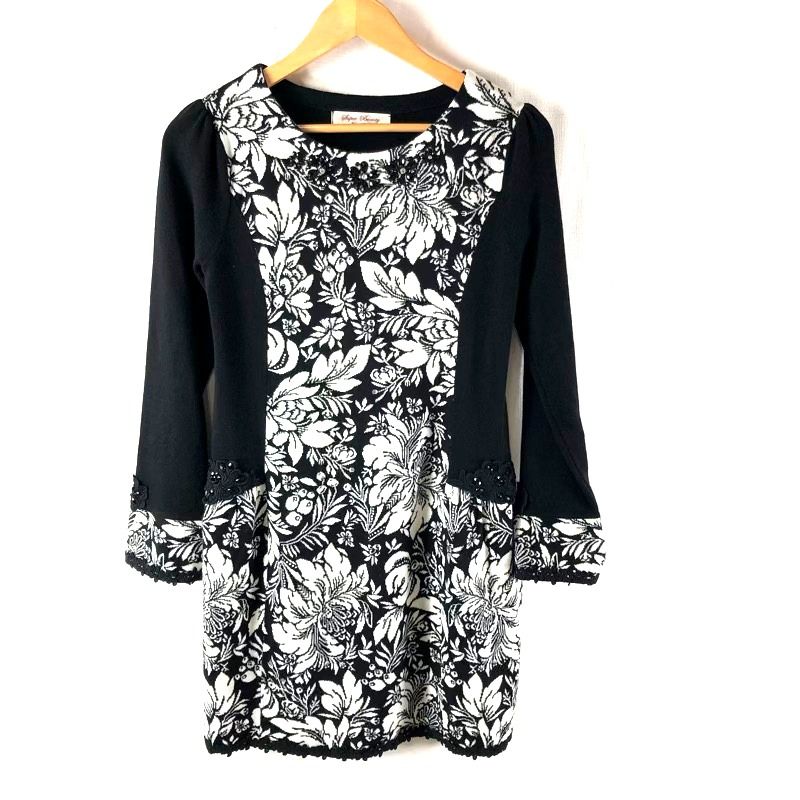 Super Beauty 半袖チュニック 42 snc スーパービューティー SUPER BEAUTY チュニック 42 黒 白 緑 半袖 花柄  花モチーフ ビジュー フリル 美品 レディース [898278] : アクイールヤフーショップ - 通販 - Yahoo!ショッピング スーパービューティー　白チュニックレース　40