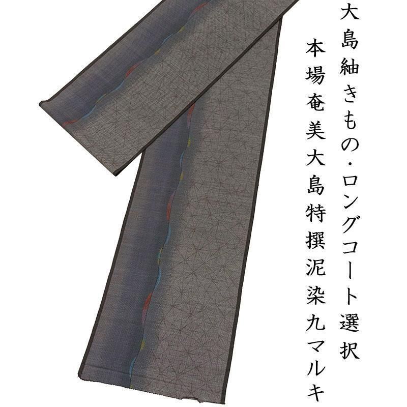 極美品] 龍郷大島紬 紬 正絹 ソテツ 泥染 大島紬 高身長 カジュアル 街