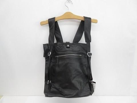 TIDING タイディング リュック バックパック レザー ブラック 黒 メンズ