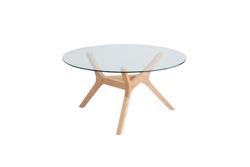 ナチュラル リビングテーブル モダンデザイン 354204 強化ガラス × ウォールナット無垢 直径80cm 丸型 ガラステーブル AMOR ELEGANT 創業100年の日本家具メーカー 東馬 SIMPLY tohma
