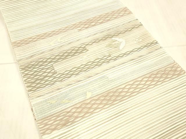 平和屋着物＊夏物 絽綴れ 八寸名古屋帯 抽象文様 金糸 正絹 逸品