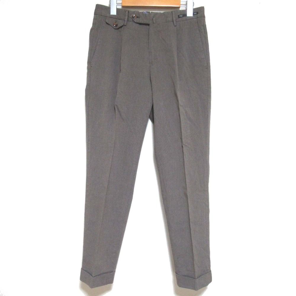 PT01 ピーティーゼロウーノ ジェントルマンフィット ストレッチ スラックスパンツ サイズ44 ブラウン メンズ 古着