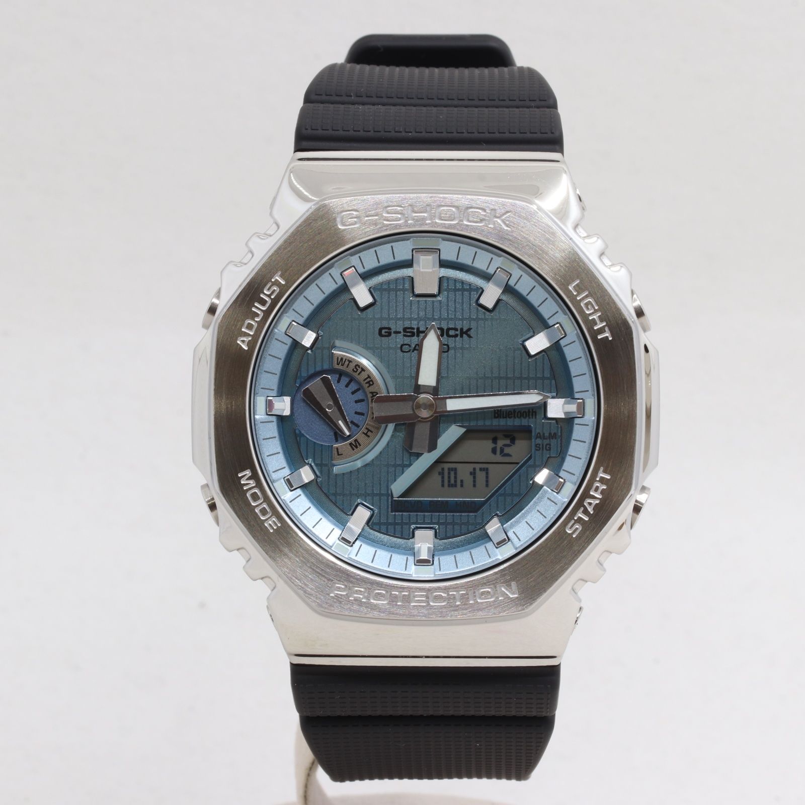 ITM8JNNESEJI ♥ 保管品 CASIO カシオ G-SHOCK ジーショック 腕時計 GBM-2100A-1A2JF ソーラー アナデジ メタルカバー ブルー モバイルリンク Bluetooth メンズ