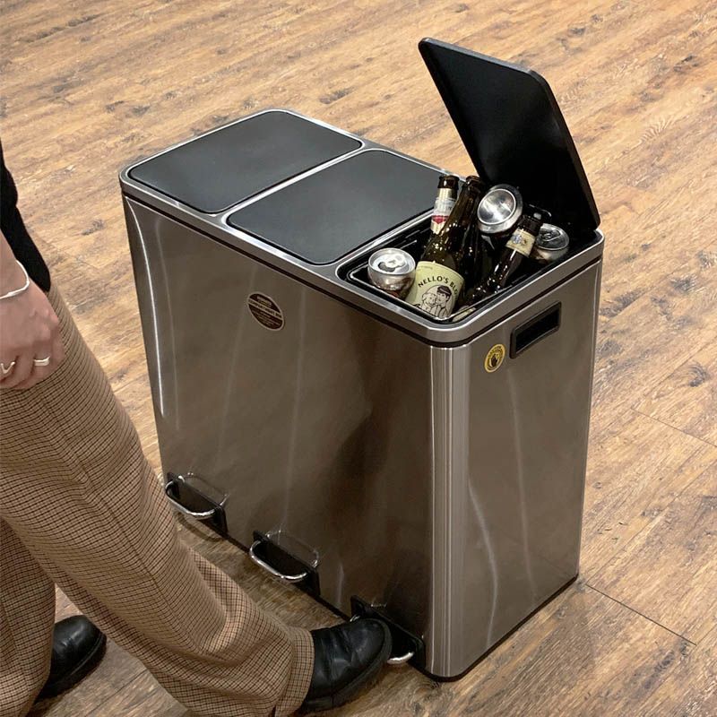 ダルトン Dulton 3 コンパートメント ビン 54L 18L×3列 ステンレス製ゴミ箱 ふた付き 大型 分別 ペダル式 K855-1203-3