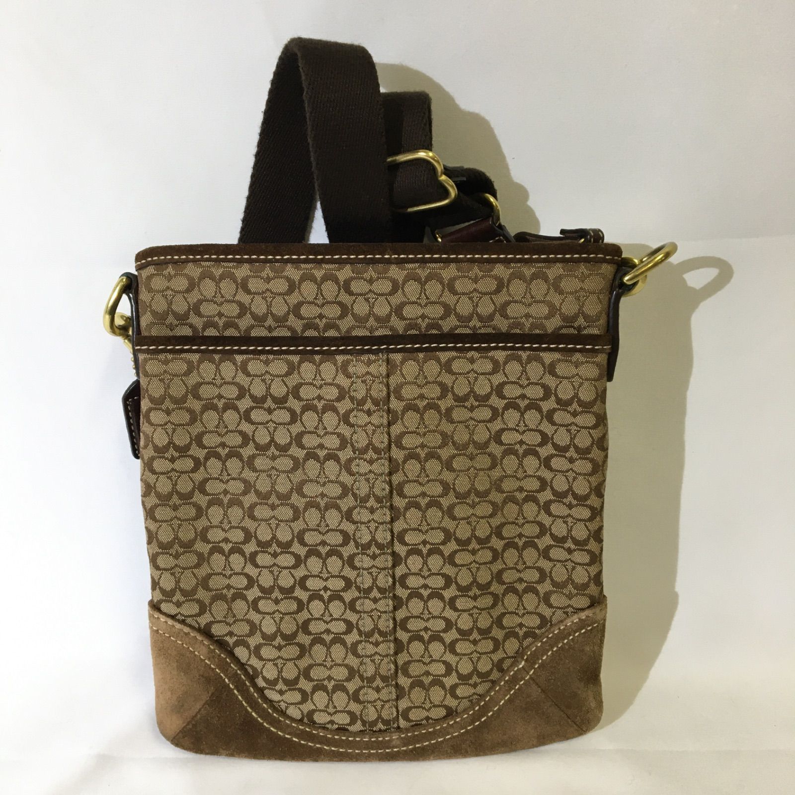 COACH ブラウン ショルダーバッグ ミニシグネ柄 C2