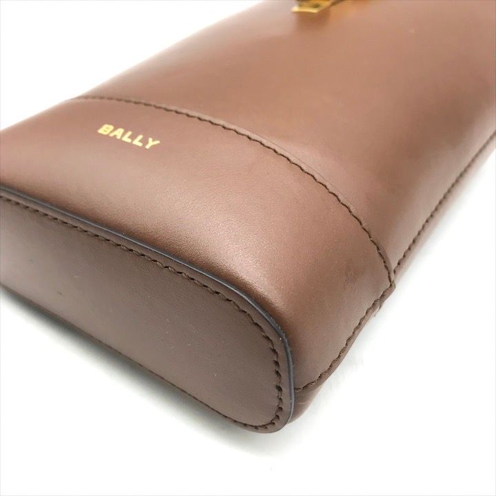 BALLY バリー レザー ロゴ GP 金具 チェーン ミニ ショルダー バッグ ブラウン レディース ブランド カバン Bag k6554 DECORATOM_COM_BR