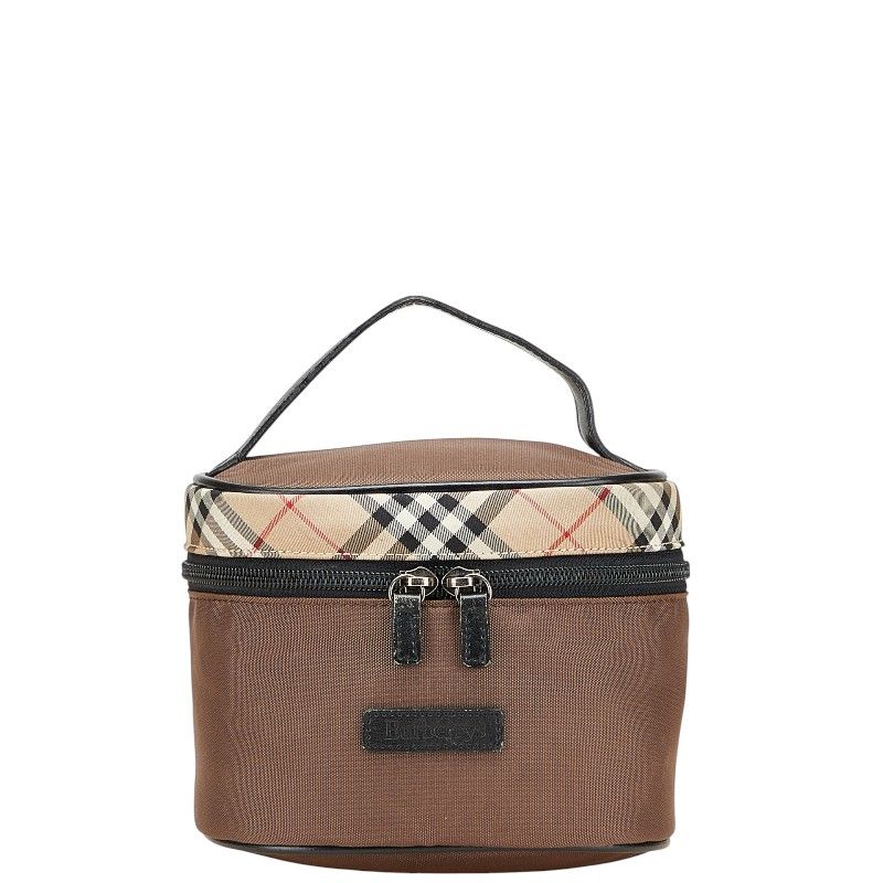 バーバリー ノバチェック ポーチ バニティバッグ ブラウン ブラック キャンバス レザー レディース BURBERRY 1-0217146